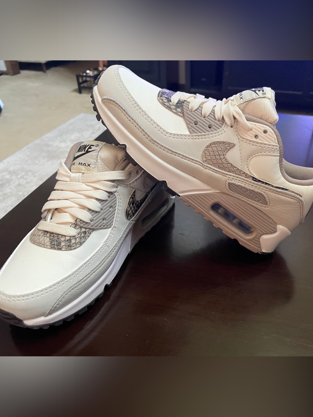 Nike Women’s Air Max Cream/Beige Sneakers with Snakeskin Accents